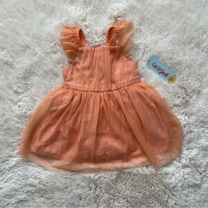 Cat & Jack Girls Orange Glitter Tulle Dress